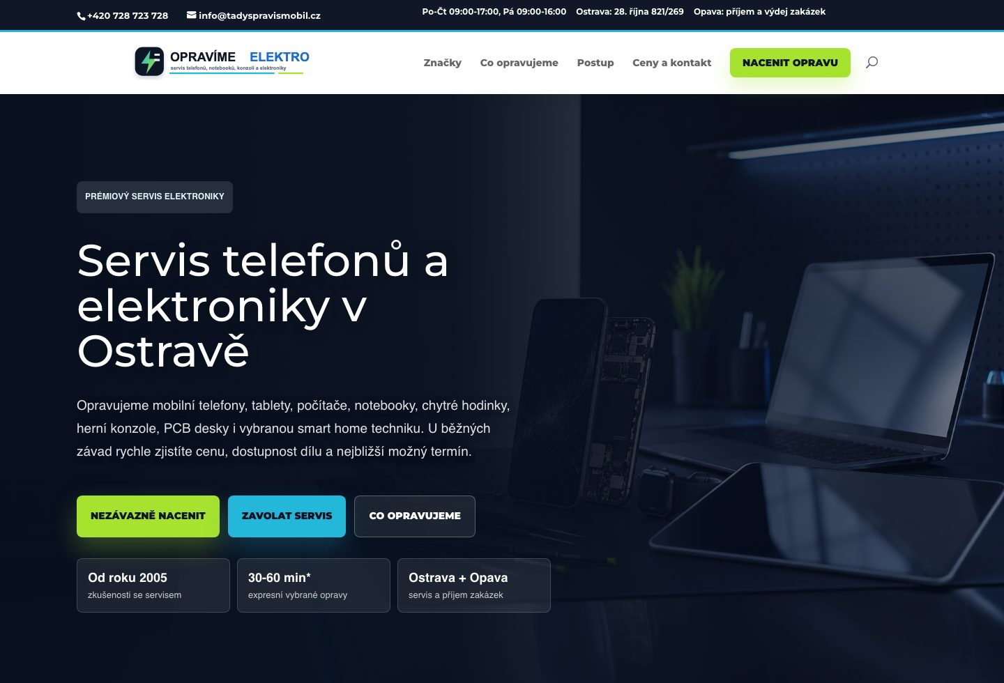 Opravime Elektro - pierwszy ekran