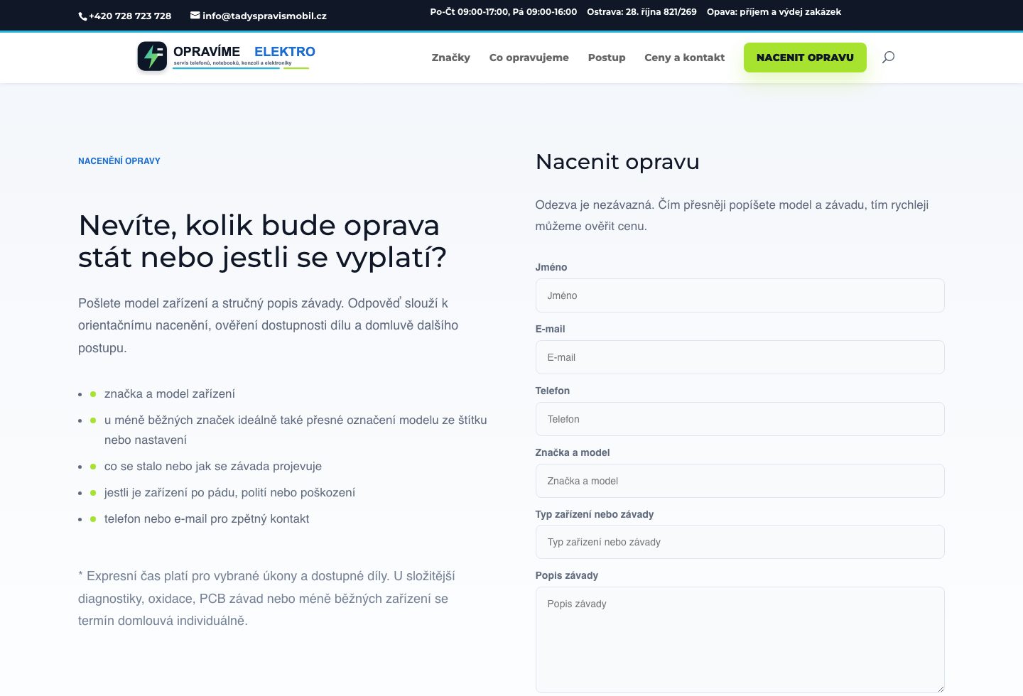 Opravime Elektro - wycena naprawy