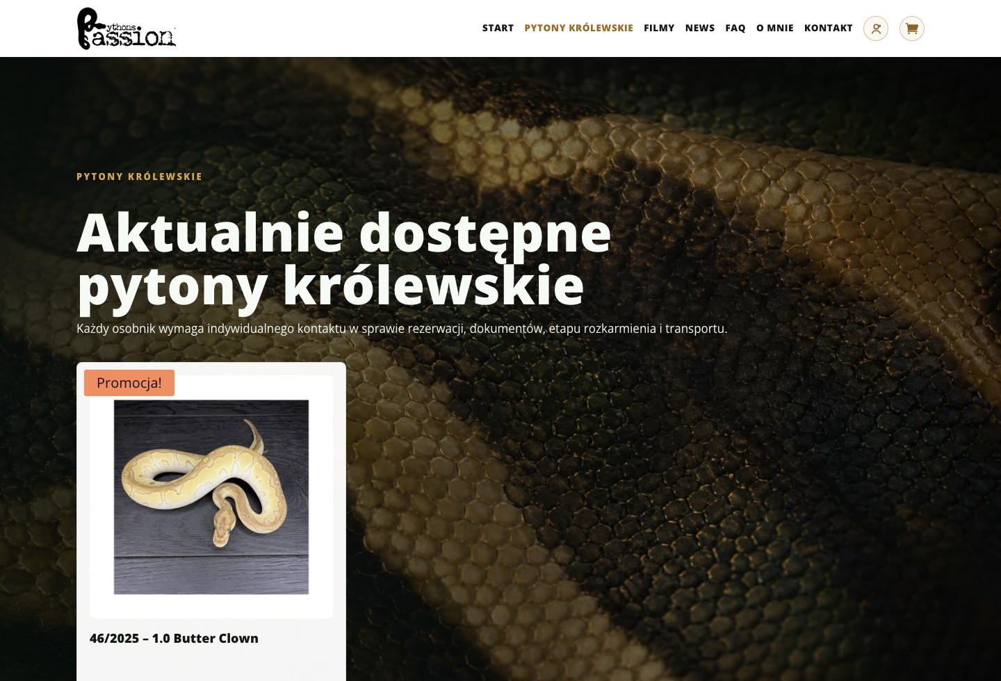 Pythons Passion - dostępne pytony