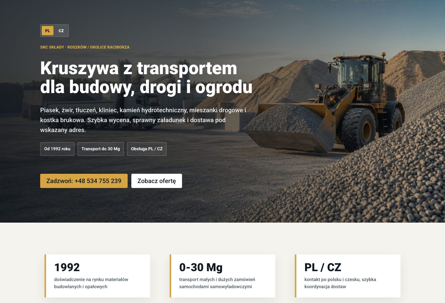 SRC Składy - pierwszy ekran