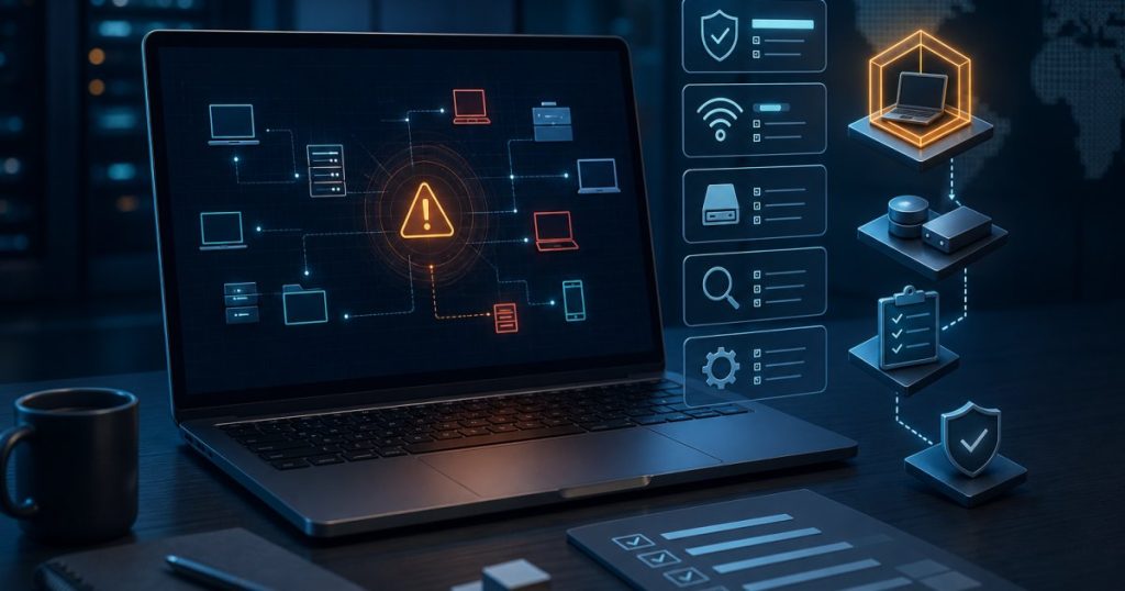 Abstrakcyjna grafika stanowiska reakcji na incydent cyberbezpieczeństwa