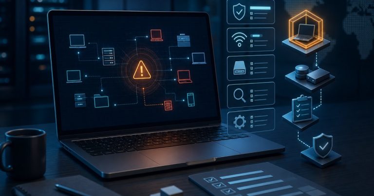 Abstrakcyjna grafika stanowiska reakcji na incydent cyberbezpieczeństwa